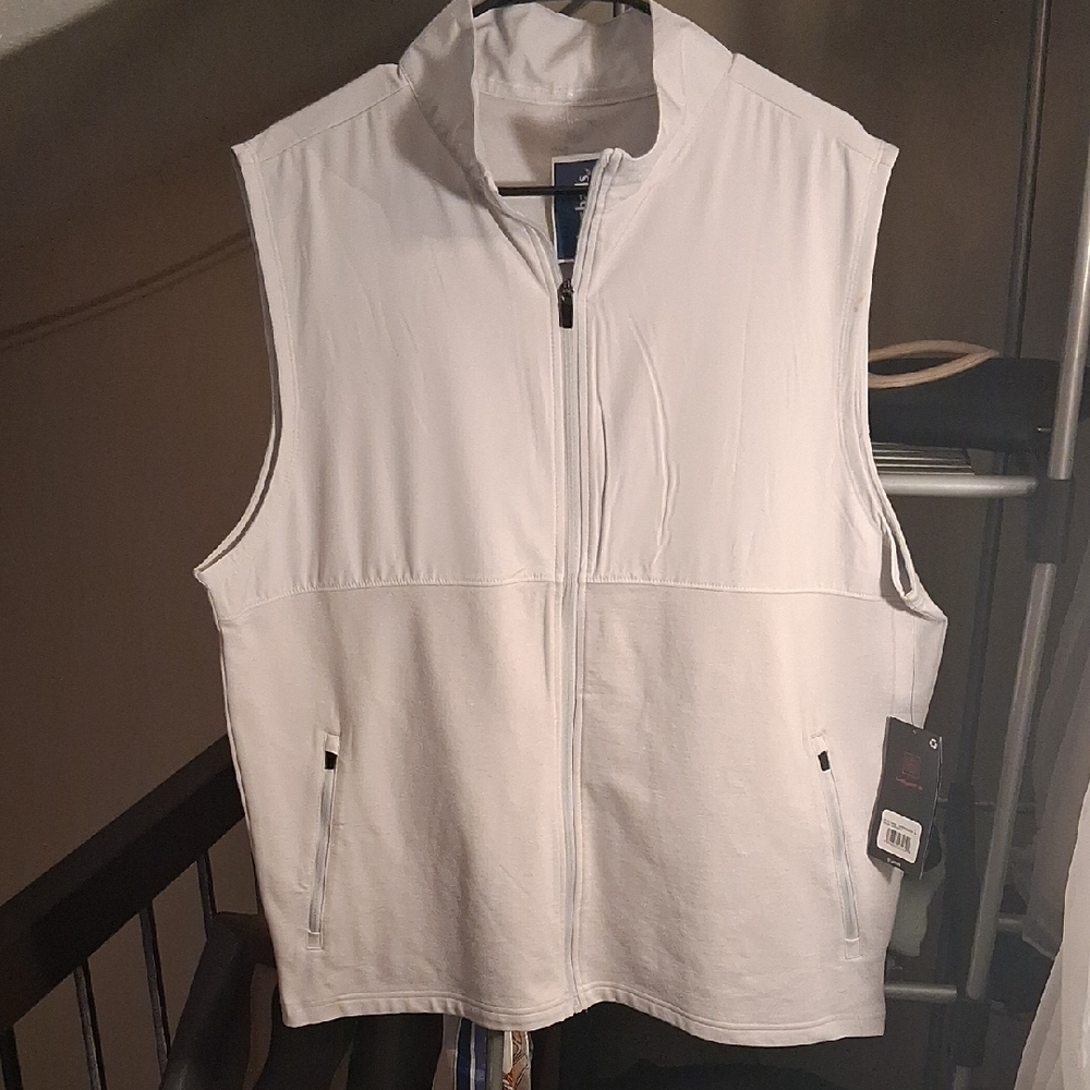 White Sleeveless Zip-Up Vest
